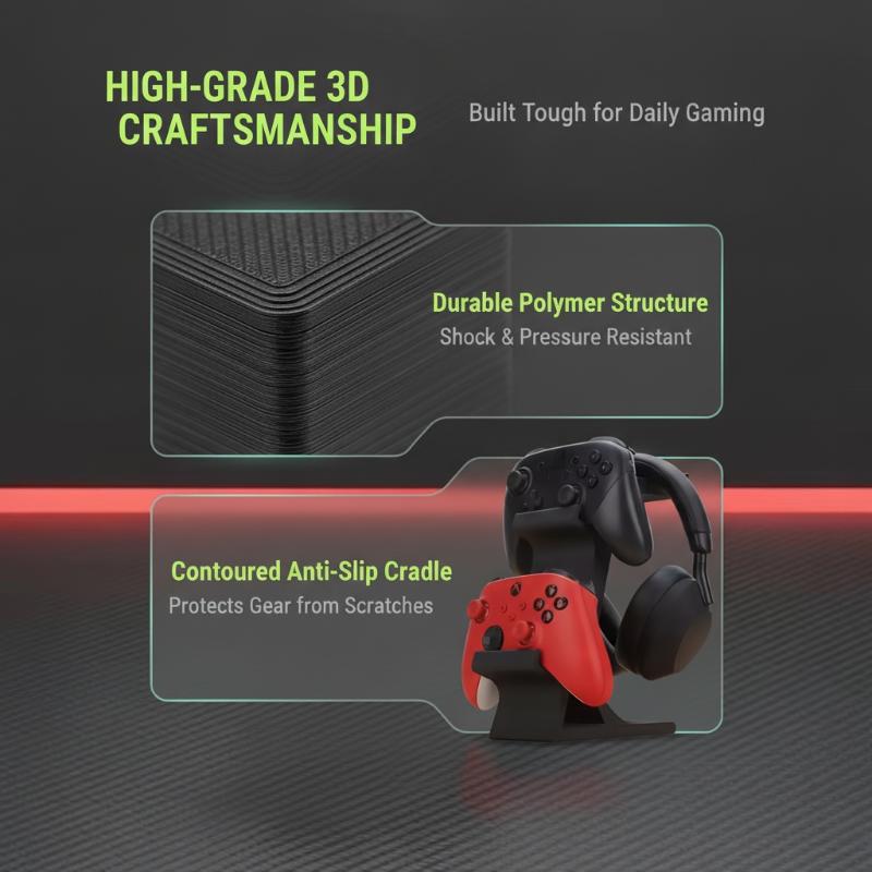 Gaming Accessories Rack - ขาตั้งหูฟังและจอยเกมแบบคู่อเนกประสงค์ ชั้นวางของอเนกประสงค์ อุปกรณ์เสริมเกมที่จำเป็นสำหรับจัดโต๊ะทำงาน